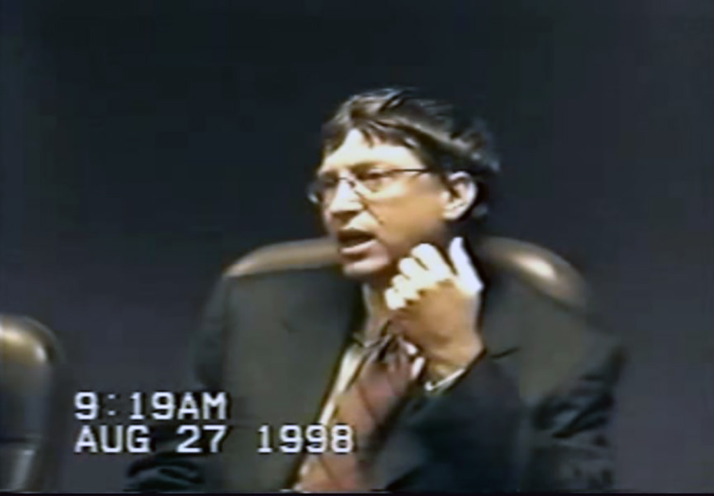 Bill Gates lors de sa déposition au procès United States v. Microsoft, 1998